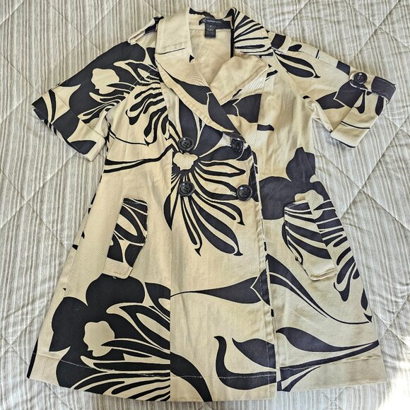 INC International Concepts Floral Print Trench Coat Black Beige Size S - Picture 16 of 16